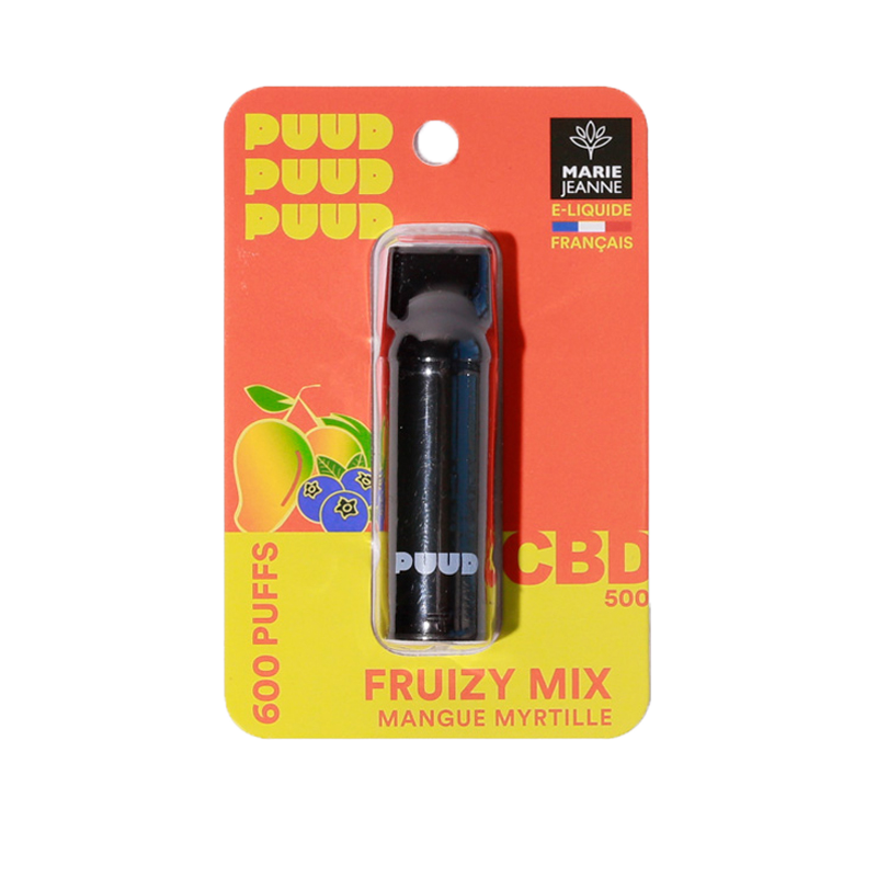 Recharge pour vapoteuse PUFF goût mangue myrtille taux de CBD 5%