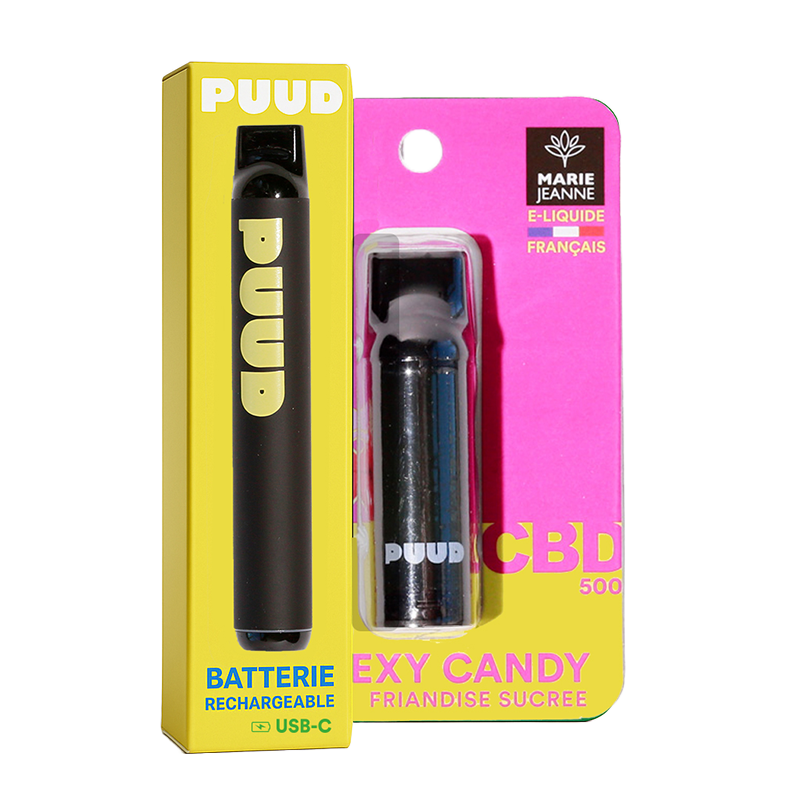 Puff CBD Rechargeable Sexy Candy 5% _ Kit Complet + Câble