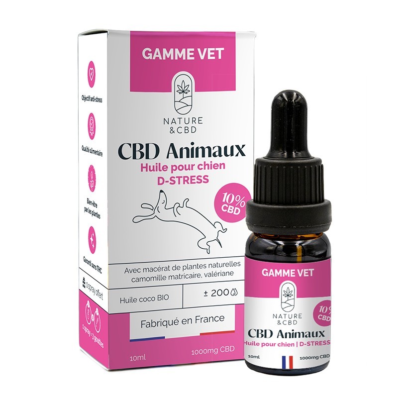 Huile CBD 10% D-Stress Chien _ Sérénité & Calme Immédiat _ calitop